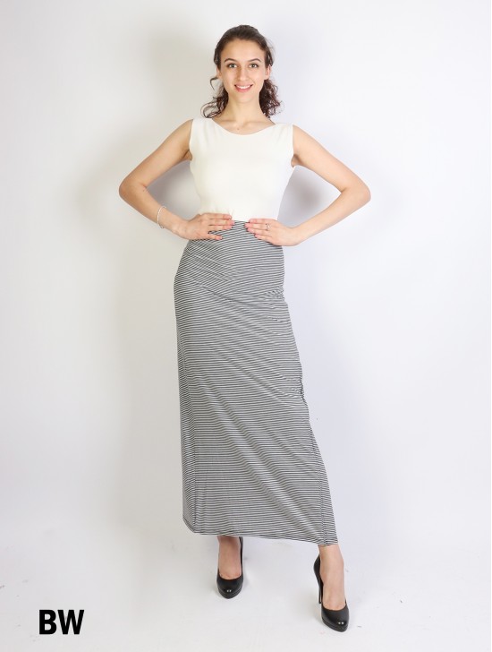 PINSTRIPE MAXI SKIRT WITH SIDE SLIT